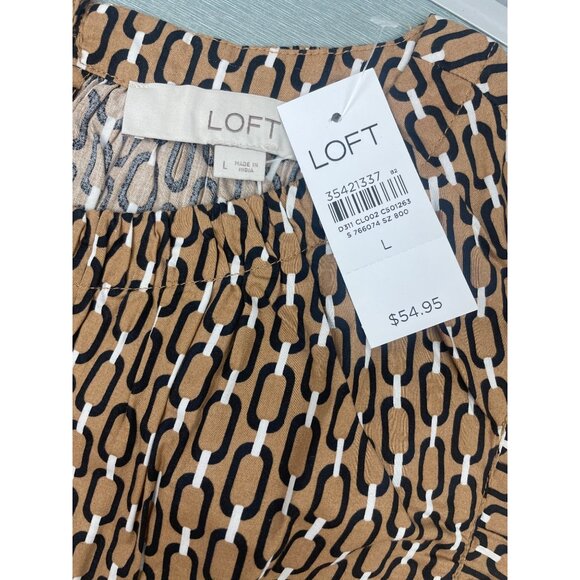 LOFT WOMEN GEO FLUTTER SLEEVE TOP LARGE - Picture 9 of 16